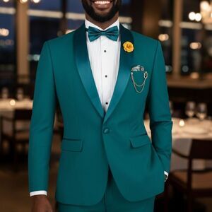 VINCI SLIMFIT 2 PIECE ONE BUTTON SHAWL COLLAR TUXEDO WITH MATCHING BOW TIE TSS-2